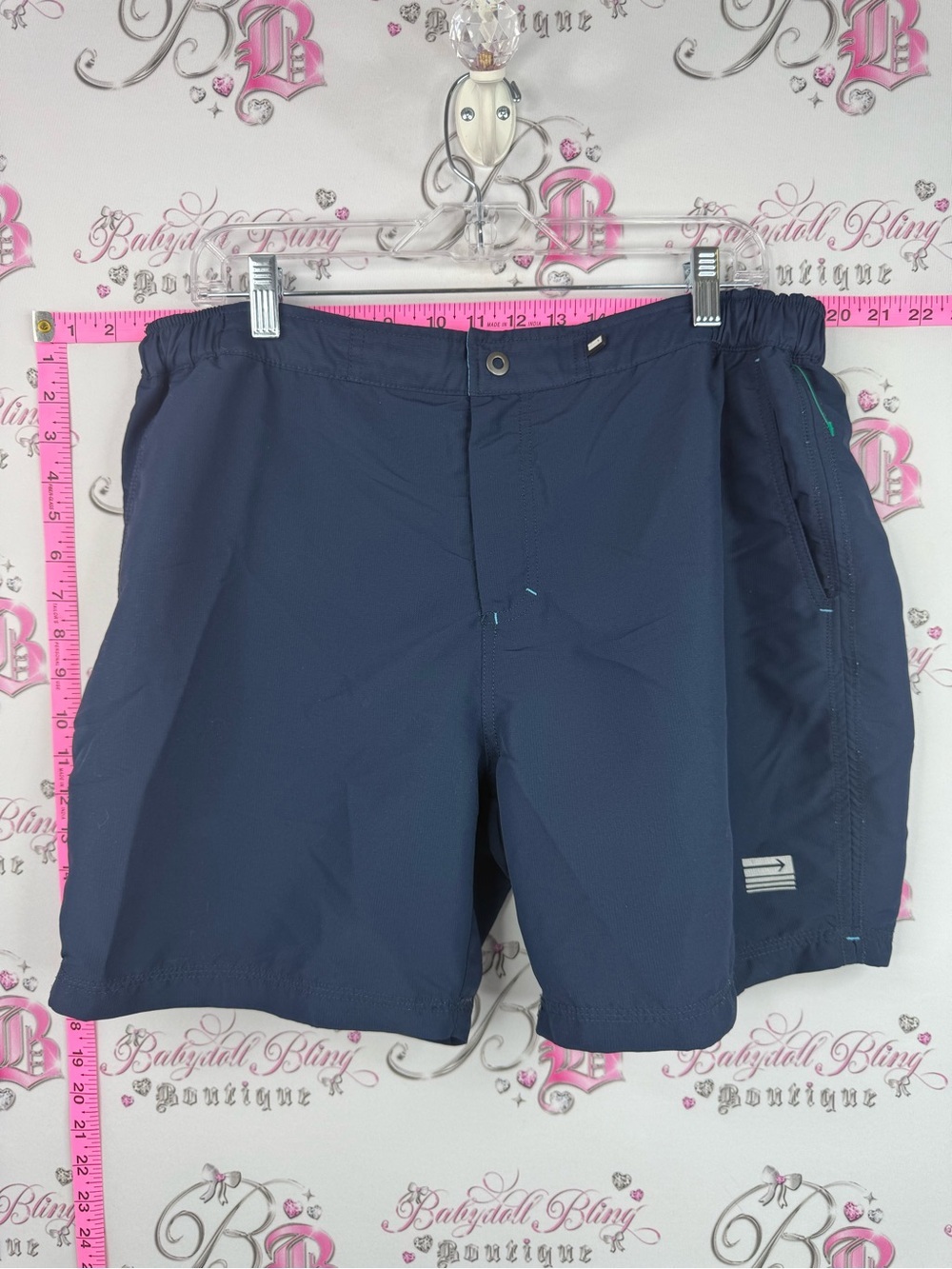 Projek raw shorts swim board pool neon green Men's Dark Navy Athletic Shorts
